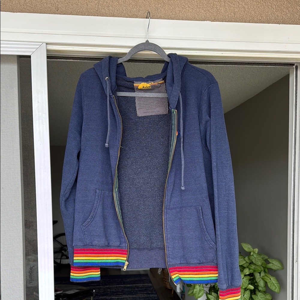 AviatorNation zip up with Rainbow Trim